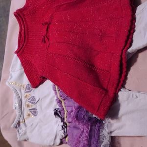 Size 3/6 month bundle. Red Dress & Purple outfit